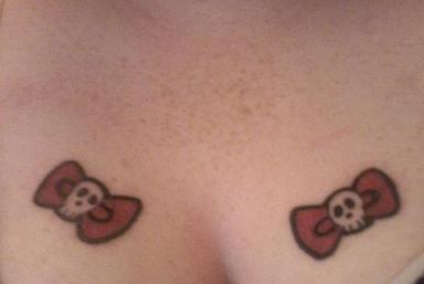 Hello Kitty skull bows tattoo