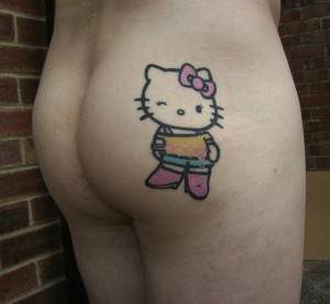 Hello Kitty butt tattoo