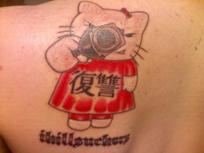 Hello Kitty I kill suckers tattoo