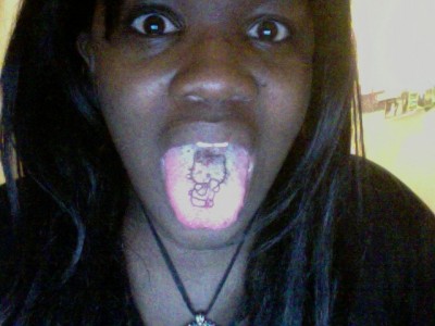 Hello Kitty tongue tattoo