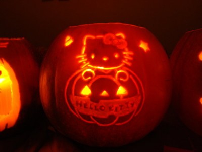 Hello Kitty pumpkin jack-o-latern