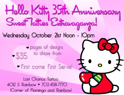 Hello Kitty anniversary tattoo promo