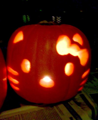 Halloween pumpkin with Hello Kitty face
