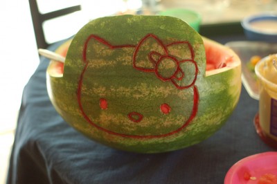 Hello Kitty watermelon carving