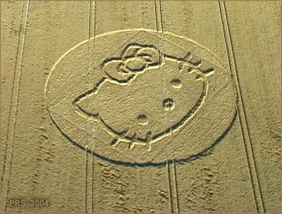 Hello Kitty crop circle in field