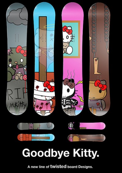 Hello Kitty Goodbye Kitty snowboards