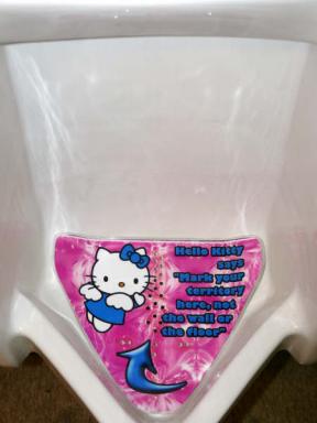 Hello Kitty urinal targets