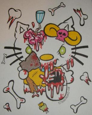 Hello Kitty zombie art