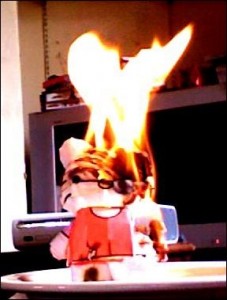 Hello Kitty burning