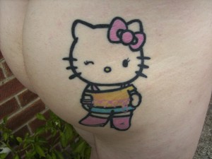 Hello Kitty cheeky tattoo