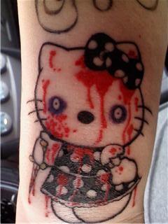 Hello Kitty bloody tattoo