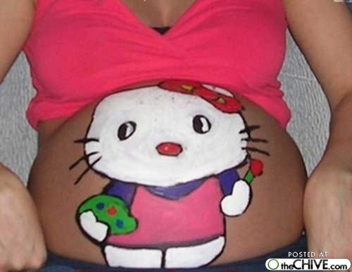 hello-kitty-pregnant-belly-art