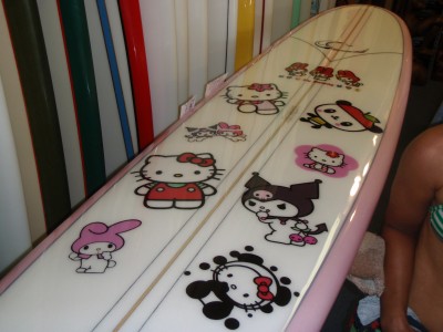 Hello Kitty longboard surfboard