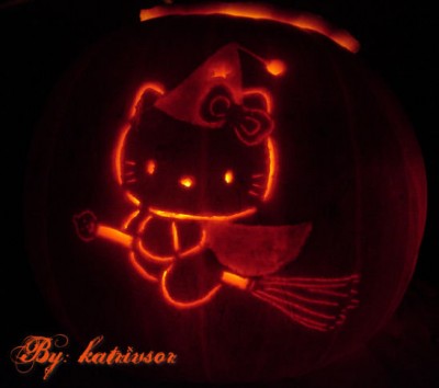 Hello Kitty pumpkin witch