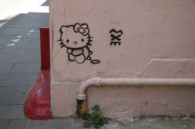 hello kitty crap grafitti