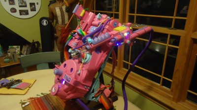 pink Ghostbusters proton pack featuring Hello Kitty