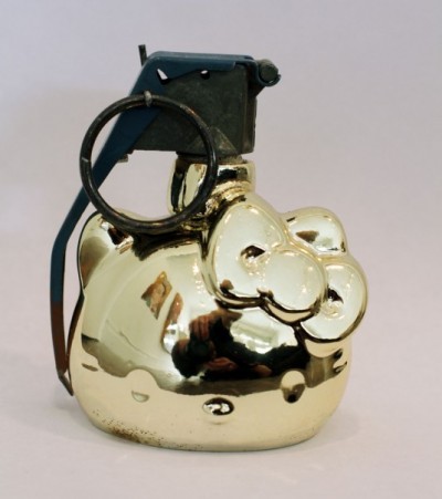 Hello Kitty gold face hand grenade 