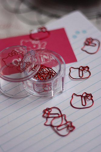 cute paper clips in the shape of Hello Kitty face
