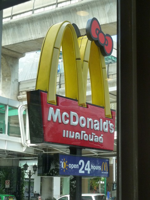 McDonalds sign with Hello Kitty bow